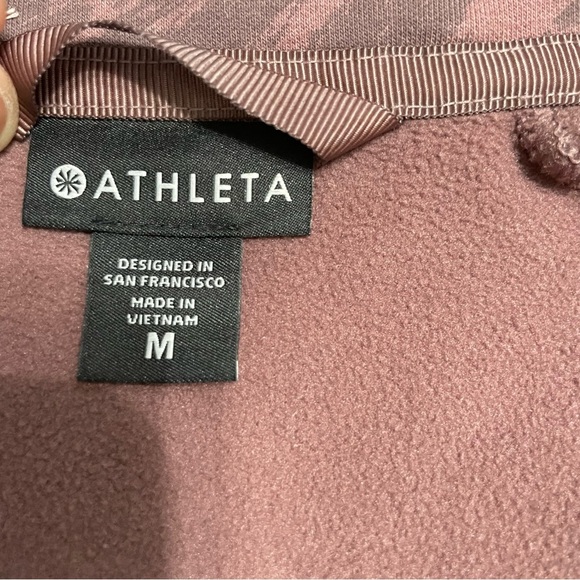 ATHLETA TRIUMPH PRINTED HOODIE 
Purple Zip-Up Hoodie Thumbholes Activewear Sz M - Picture 10 of 14